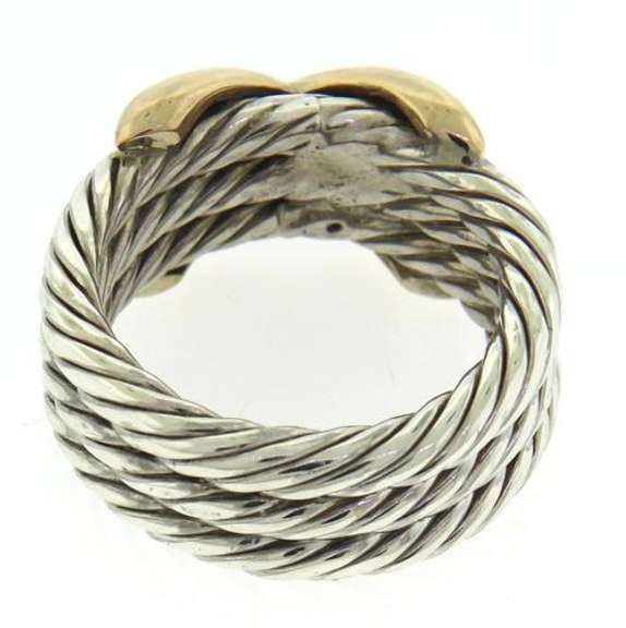 Sterling Silver and Yellow Gold Crossover Ring