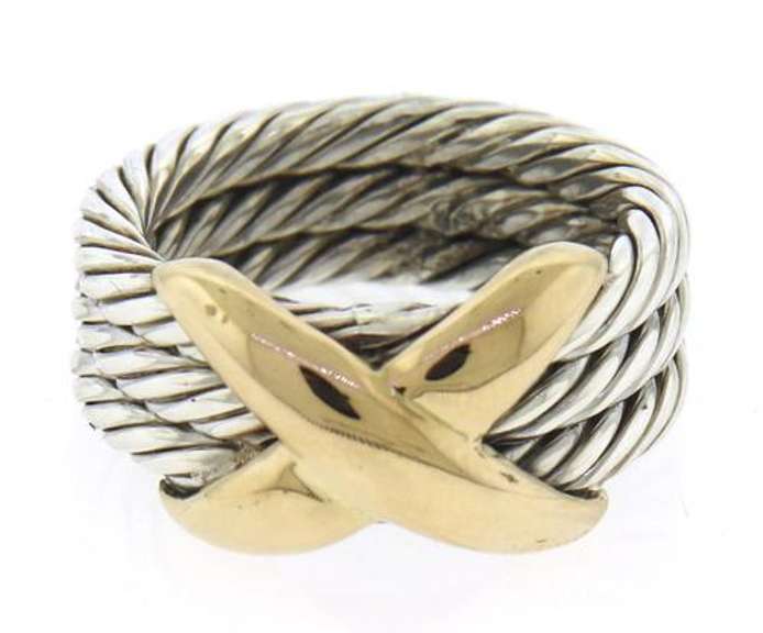 Sterling Silver and Yellow Gold Crossover Ring