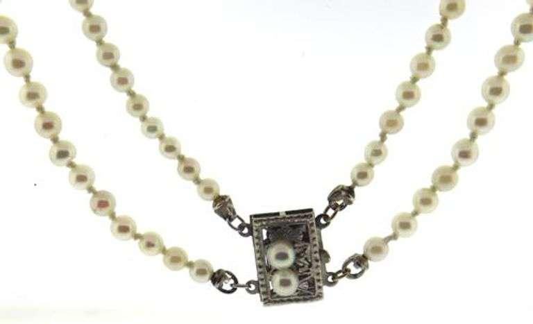 Vintage Graduated Double Strand Pearl Necklace