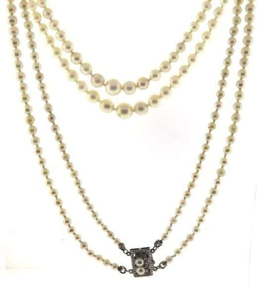 Vintage Graduated Double Strand Pearl Necklace