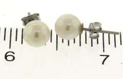 White Pearl Stud Earrings