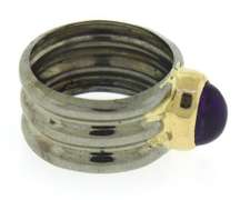 Sterling Silver & 10kt Amethys Cab Ring