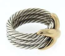 Sterling Silver and Yellow Gold Crossover Ring
