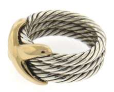 Sterling Silver and Yellow Gold Crossover Ring