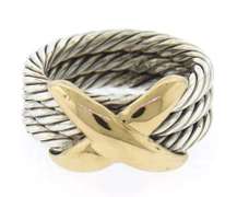 Sterling Silver and Yellow Gold Crossover Ring