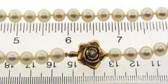 Magical 14kt YG White Pearl Necklace with Diamond Rose Clasp