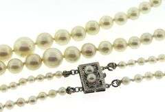 Vintage Graduated Double Strand Pearl Necklace