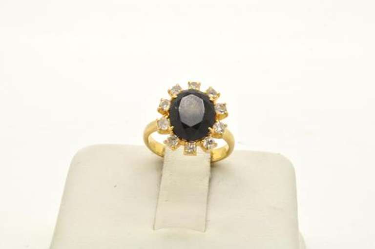 LADIES 18 KT SAPPHIRE AND DIAMOND RING