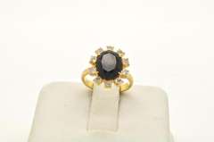 LADIES 18 KT SAPPHIRE AND DIAMOND RING