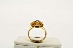 LADIES 18 KT SAPPHIRE AND DIAMOND RING