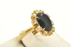 LADIES 18 KT SAPPHIRE AND DIAMOND RING