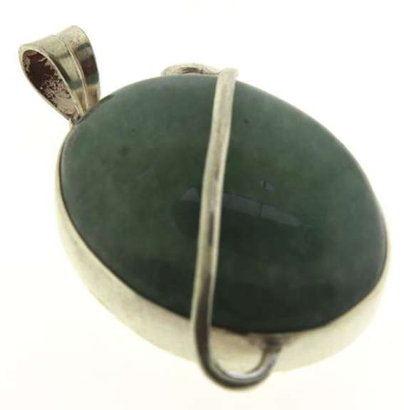 Sterling Silver Green Jade Pendant