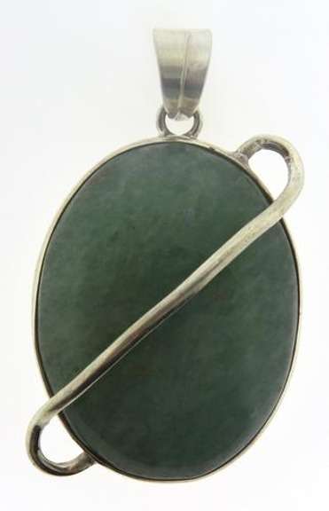 Sterling Silver Green Jade Pendant