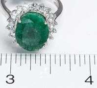 Simply Gorgeous Natural Emerald & White Topaz Ring in Sterling