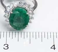 Gorgeous Natural Emerald & White Topaz Ring in Sterling