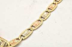 14 KT ROSE, WHITE AND YELLOW GOLD ANCHOR BRACELET