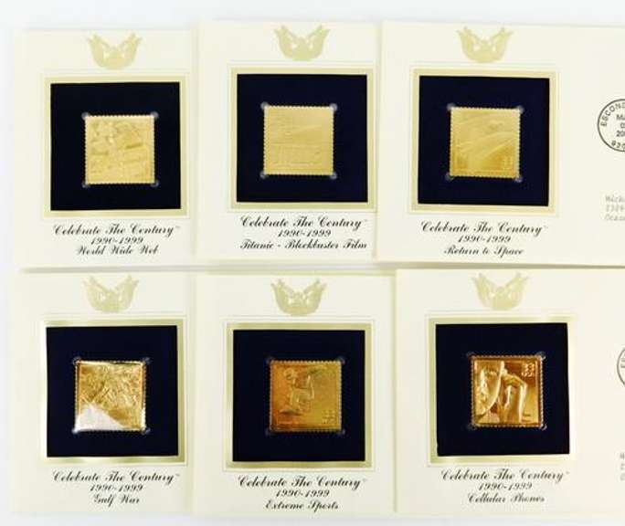 6 1st Day Issues & 22KT Replica Stamps