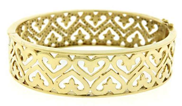 Fantastic Wide Diamond GHeart Bangle Bracelet