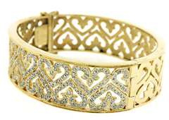 Fantastic Wide Diamond GHeart Bangle Bracelet