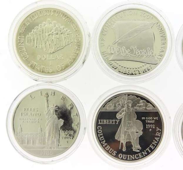 6 Assorted Modern Silver Dollar Comm Proof and Unc