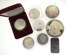 8 Assorted .999 Silver Ingots and Medals 13 Troy Oz