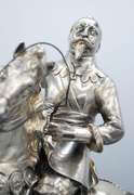 Majestic Large German Silver Horseman Sculpture