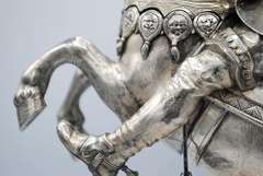 Majestic Large German Silver Horseman Sculpture