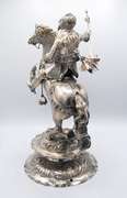Majestic Large German Silver Horseman Sculpture