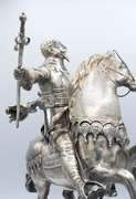 Majestic Large German Silver Horseman Sculpture