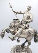 Majestic Large German Silver Horseman Sculpture