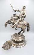 Majestic Large German Silver Horseman Sculpture