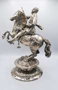 Majestic Large German Silver Horseman Sculpture