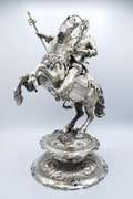 Majestic Large German Silver Horseman Sculpture