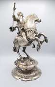 Majestic Large German Silver Horseman Sculpture