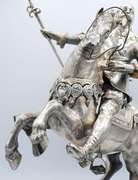 Majestic Large German Silver Horseman Sculpture