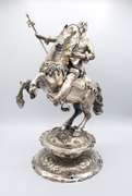 Majestic Large German Silver Horseman Sculpture