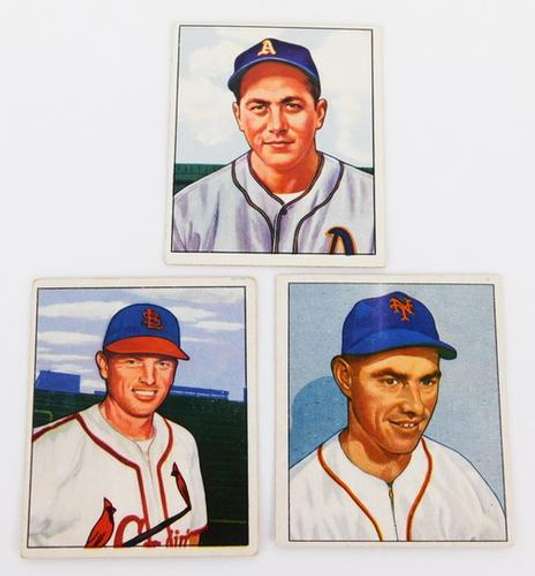 3 Bowman Gum 1950 Baseball Cards