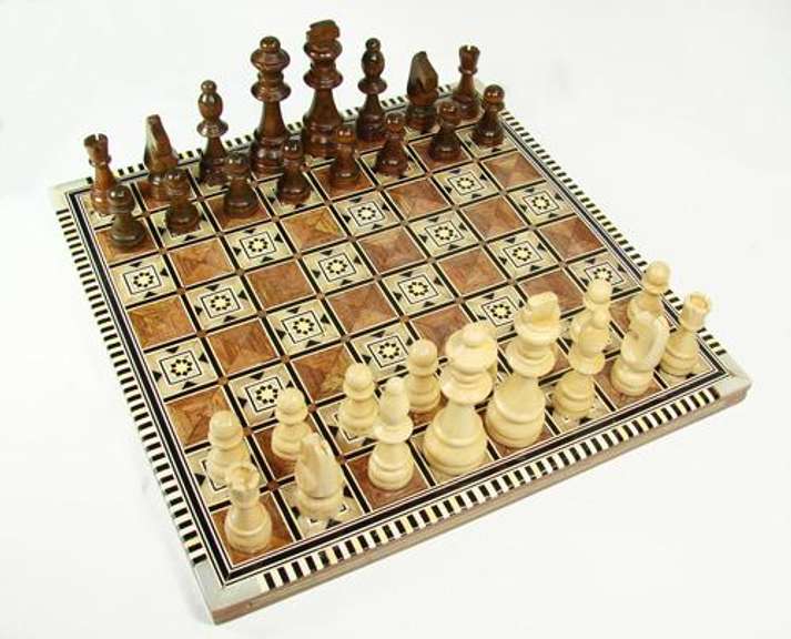 Authentic Inlaid Wood Artwork Handcrafted Chess Set
