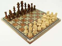 Authentic Inlaid Wood Artwork Handcrafted Chess Set
