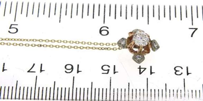 Vintage Two Tone Diamond Pendant on Chain