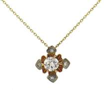 Vintage Two Tone Diamond Pendant on Chain