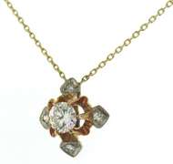 Vintage Two Tone Diamond Pendant on Chain