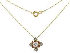 Vintage Two Tone Diamond Pendant on Chain