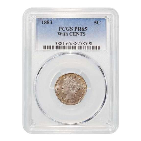 Certified Liberty Nickel 1883 With Cents PR65 PCGS