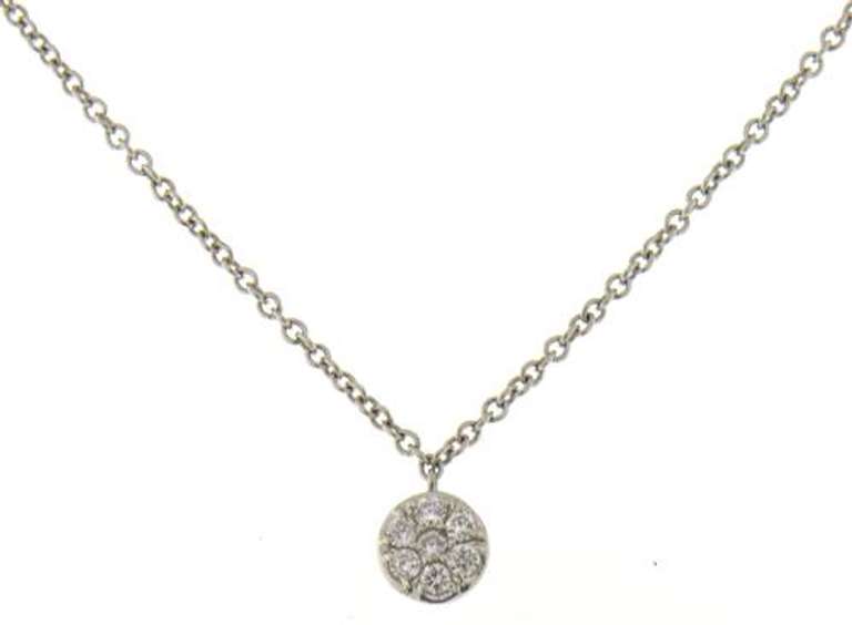 Fantastic White Gold Petite Pave Disc Necklace