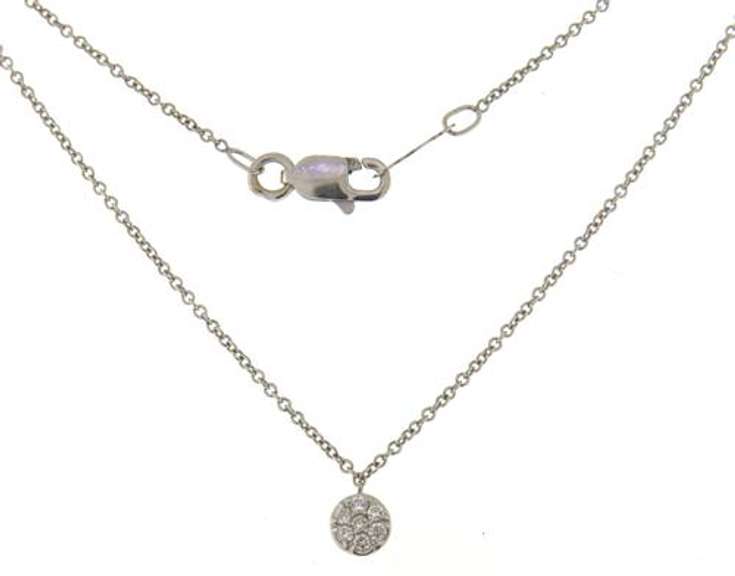 Fantastic White Gold Petite Pave Disc Necklace