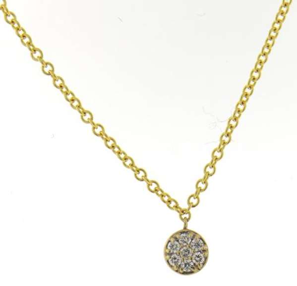 Beautiful Petite Pave Diamond Yellow Gold Necklace