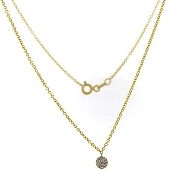 Beautiful Petite Pave Diamond Yellow Gold Necklace