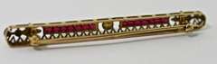 Antique 14K Filigree Bar Pin with Garnets and Pearl