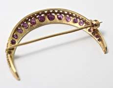 Vintage 18K Ruby Crescent Brooch